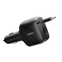 Belkin Chargeur de voiture BoostCharge avec câble rétractable USB-C/USB-A 75W - Noir