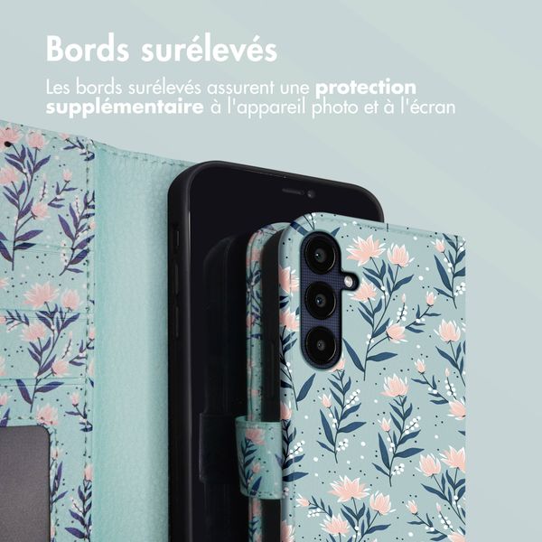 imoshion Étui de télephone portefeuille Design Samsung Galaxy A25 (5G) - Blue Flowers