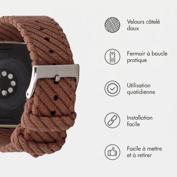imoshion Bracelet en velours côtelé Apple Watch | 44/45/46/49 mm - Marron