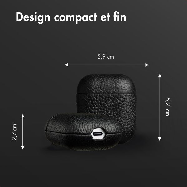 Accezz Coque en cuir véritable  Apple Airpods 1 / 2 - Noir