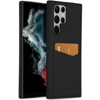 Accezz Coque en cuir de qualité supérieure avec fentes pour cartes Samsung Galaxy S22 Ultra - Noir