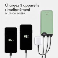 imoshion Batterie externe 20 000 mAh - Chargeur rapide 22,5 W - USB-C / USB-A - Vert
