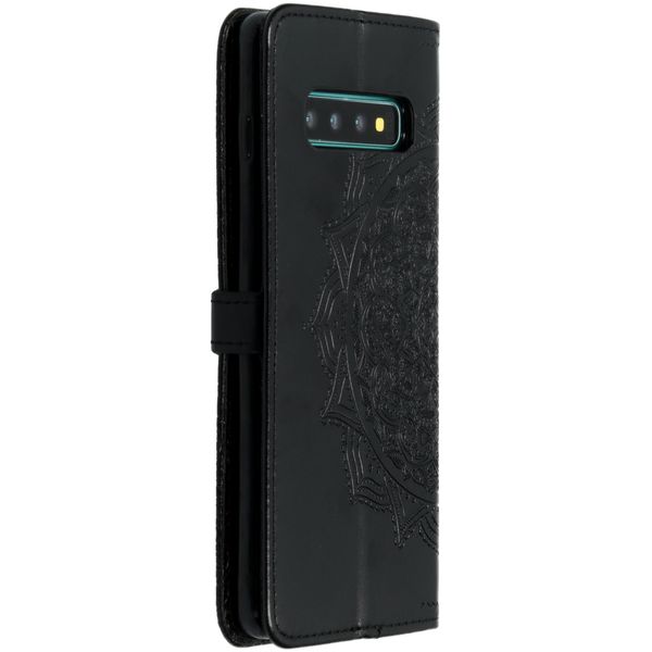 Etui de télephone portefeuille Mandala Samsung Galaxy S10 Plus - Noir
