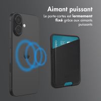 Accezz Porte-cartes en cuir magnétique - Compatible avec Apple Find My - Onyx Black