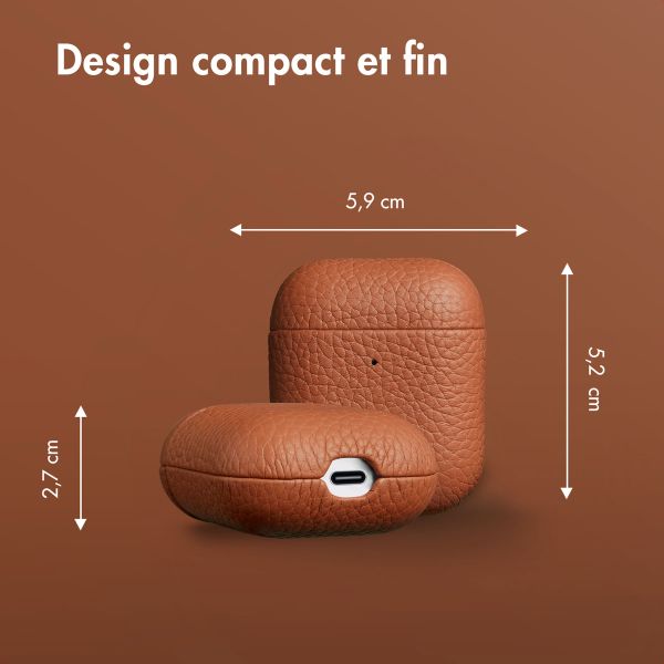 Accezz Coque en cuir véritable  Apple Airpods 1 / 2 - Cognac