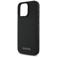 Guess Coque Grained MagSafe avec Flower Charm Strap Apple iPhone 16 Pro - Noir