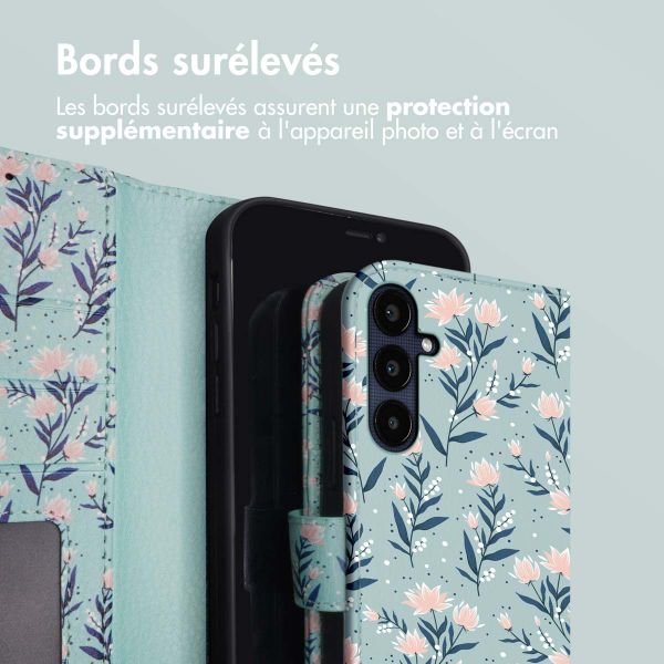 imoshion Étui de télephone portefeuille Design Samsung Galaxy A55 - Blue Flowers