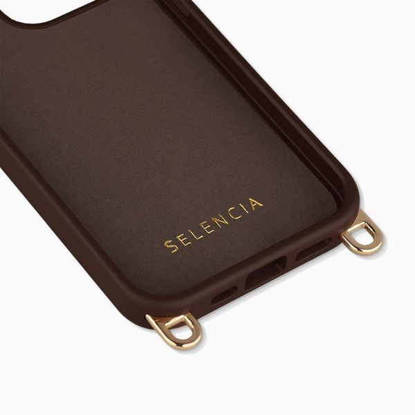 Selencia Coque arrière Rivièra avec MagSafe avec crochets amovibles Apple iPhone 14 Pro - Choco Brown