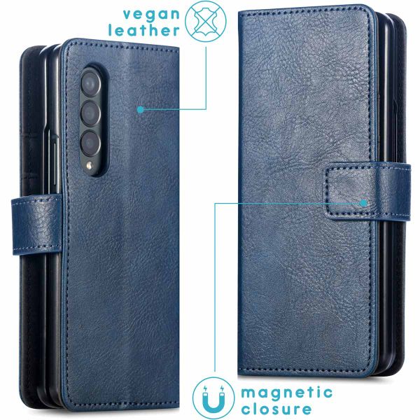 imoshion Étui de télephone portefeuille de luxe Samsung Galaxy Z Fold3 - Zwart - Bleu foncé
