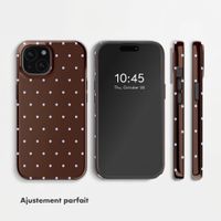 Selencia Coque arrière Vivid Apple iPhone 15 - Happy Dots Chocolate