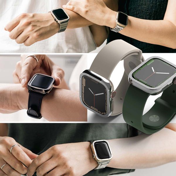 Ringke Style de lunette Apple Watch 7 / 8 / 9 - 45 mm - Hairline Bolts Silver