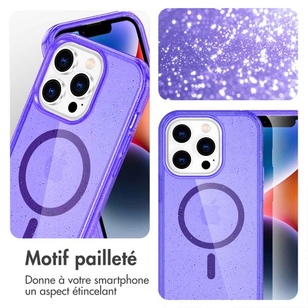 imoshion Coque Pailletée avec MagSafe Apple iPhone 14 Pro Max - Paillettes Violet