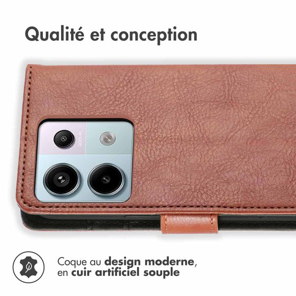 imoshion Étui de télephone portefeuille de luxe Xiaomi Redmi Note 13 Pro (5G) / Poco X6 - Marron