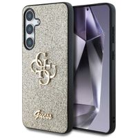 Guess Coque 4G Metal Logo Glitter Samsung Galaxy S25 - Doré