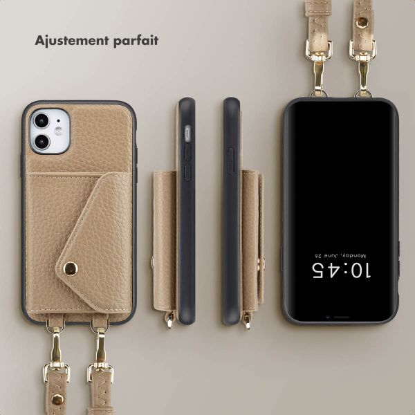Selencia Coque de télephone Sera avec cordon et porte-cartes enveloppe Apple iPhone 11 - Taupe