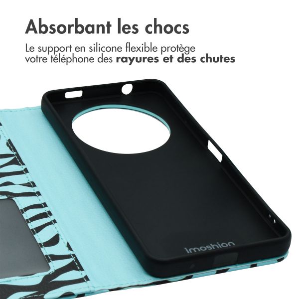 imoshion Étui de télephone portefeuille Design Xiaomi Redmi A3 - Black Blue Stripes