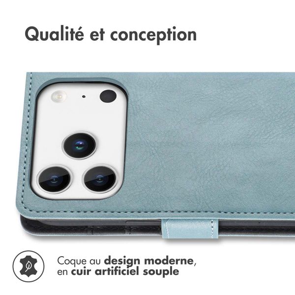 imoshion Étui de télephone portefeuille de luxe Apple iPhone 17 Pro - Bleu clair