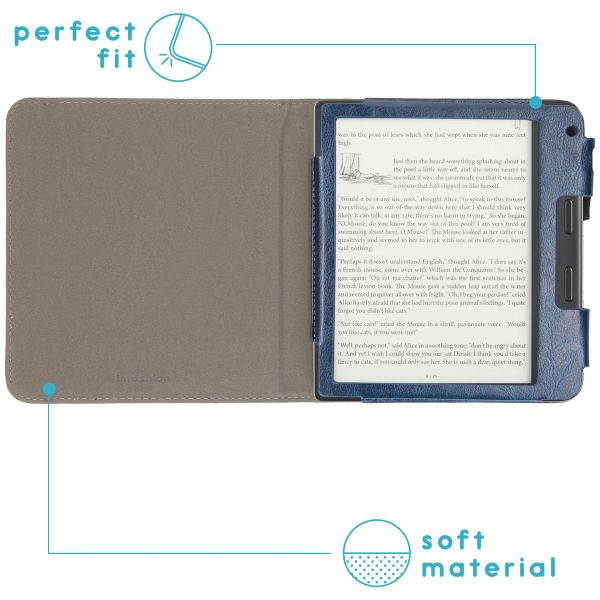 imoshion Étui de liseuse portefeuille en cuir végan Tolino Vision 6 - Bleu foncé