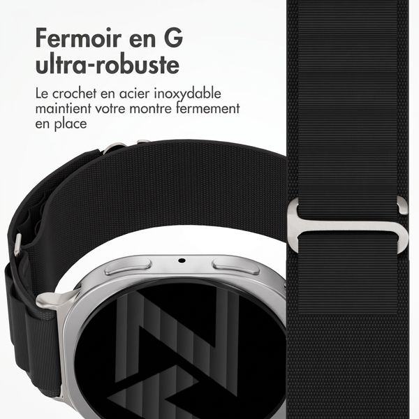Accezz Bracelet en nylon Alpine Samsung Galaxy Watch 9 (40/44mm) / Watch 8 (40/44mm) / Classic (46mm) - Noir