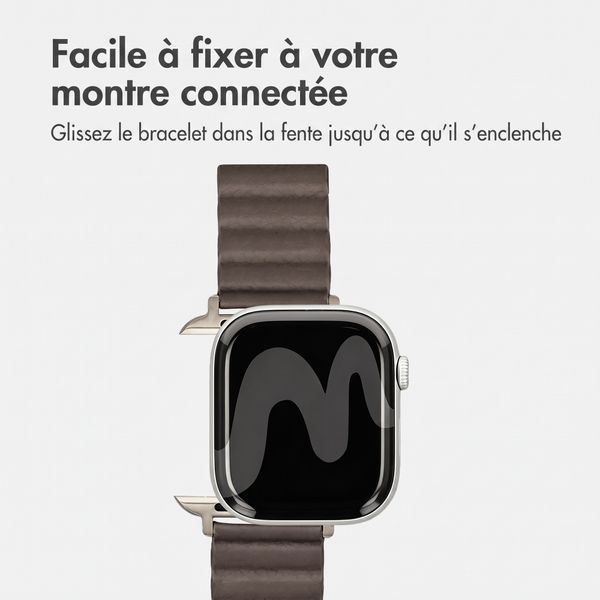 imoshion Bracelet magnétique en cuir synthétique Apple Watch | 38/40/41/42 mm - Marron foncé