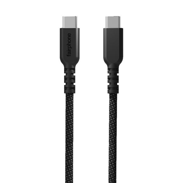 Fairphone Câble de recharge LongLife USB-C vers USB-C/USB-A - 240W - 2.5 mètres - Noir