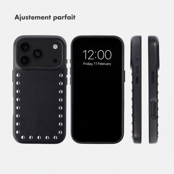 Selencia Coque arrière Studs avec MagSafe Apple iPhone 18 Pro Max / 17 Pro Max - Velvet Black