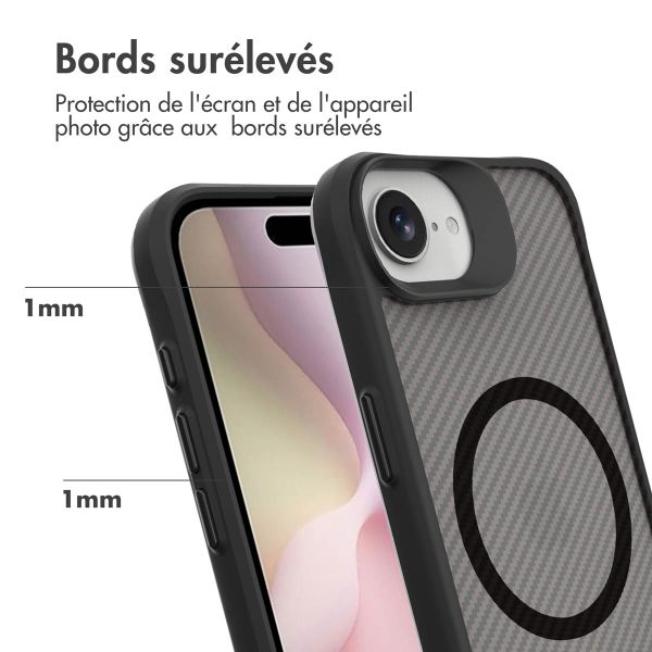imoshion Rugged Hybrid Carbon Case avec MagSafe Apple iPhone 17e / 16e - Noir
