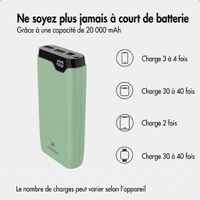imoshion Batterie externe 20 000 mAh - Chargeur rapide 22,5 W - USB-C / USB-A - Vert