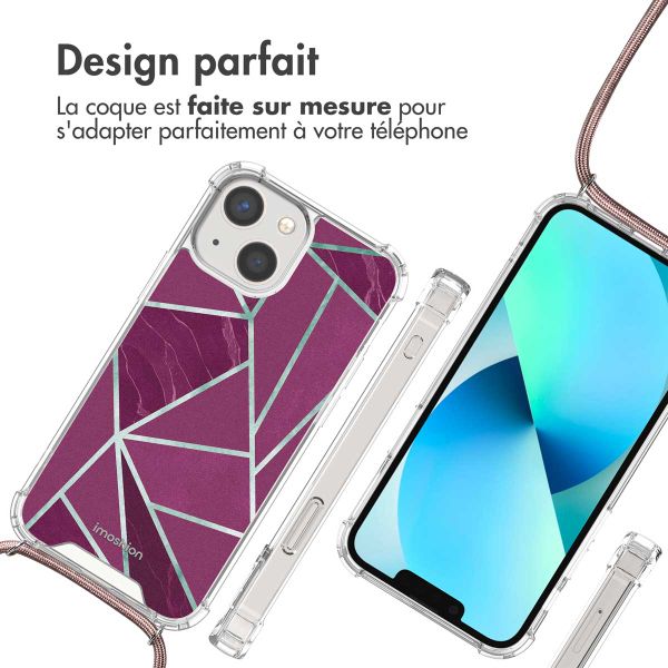 imoshion Coque Design avec cordon Apple iPhone 13 Mini - Bordeaux Graphic