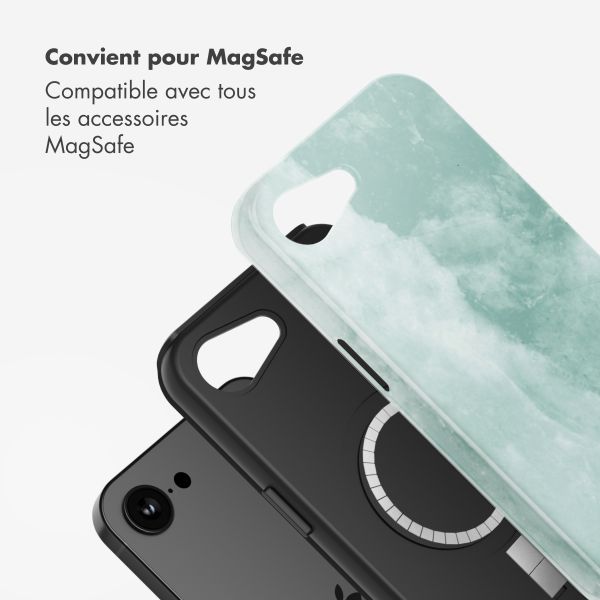 Selencia Coque arrière Vivid avec MagSafe Apple iPhone 17e / 16e - Marble Grayed Jade
