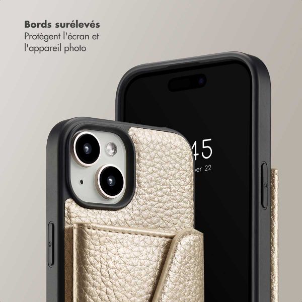 Selencia Coque de télephone Sera avec cordon et porte-cartes enveloppe Apple iPhone 15 - Champagne