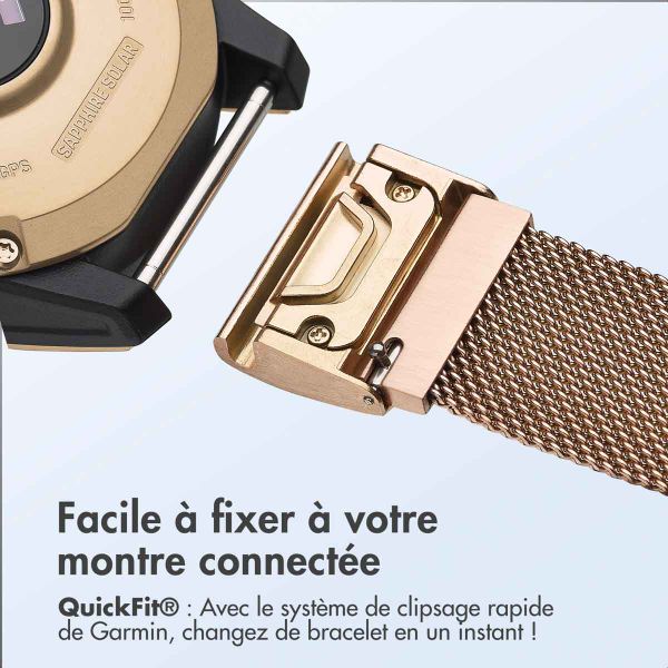 imoshion Bracelet QuickFit® Milanais  - Connexion Garmin 22 mm - Taille L/XL - Rose Gold