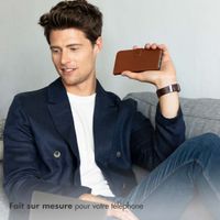 Selencia Étui portefeuille en cuir véritable Apple iPhone 15 Plus - Marron clair