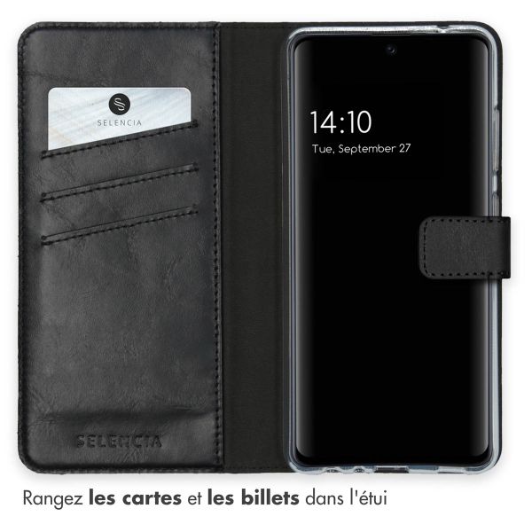Selencia Étui portefeuille en cuir véritable Samsung Galaxy A52(s) (5G/4G) - Noir