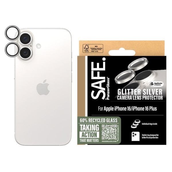 SAFE by PanzerGlass Protection d'objectif de caméra Apple iPhone 16 / 16 Plus - Glitter Silver