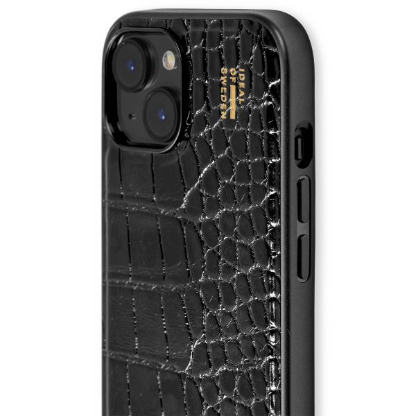 iDeal of Sweden Coque Vegan Leather Apple iPhone 17e / 16e / 15 / 14 / 13 - Black Croco
