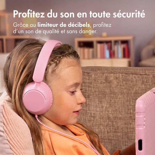 imoshion Casque filaires pour enfants - Câble AUX - Limiteur de décibels - Candy Pink