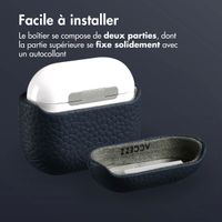 Accezz Coque en cuir véritable  Apple Airpods 4 - Bleu foncé