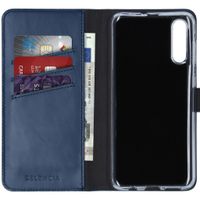 Selencia Étui portefeuille en cuir véritable Samsung Galaxy A50 / A30s - Bleu