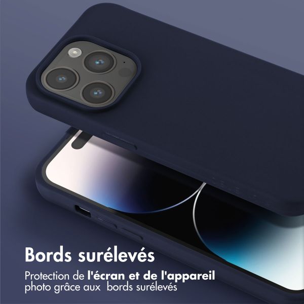 Selencia Coque silicone avec cordon amovible Apple iPhone 14 Pro - Bleu foncé