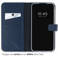 Selencia Étui portefeuille en cuir véritable Samsung Galaxy A37 (5G) - Bleu foncé