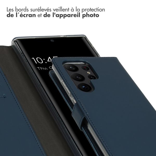 Selencia Étui portefeuille en cuir véritable Samsung Galaxy S23 Ultra - Bleu