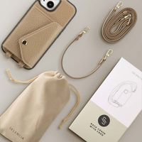 Selencia Coque de télephone Sera avec cordon et porte-cartes enveloppe Apple iPhone 15 - Taupe