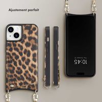 Selencia Coque de télephone Nova avec cordon et porte-cartes Apple iPhone 15 - Leopard