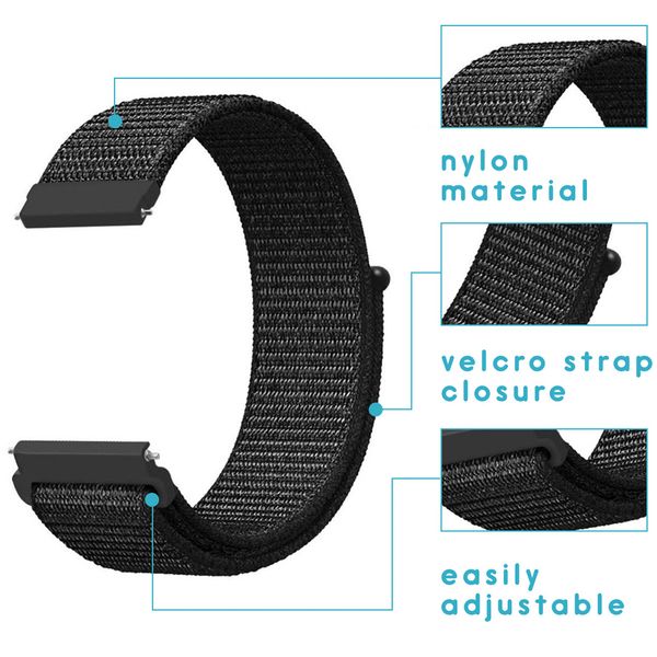 imoshion Bracelet en nylon Samsung Galaxy Watch 3 (45 mm) / Watch (46 mm) / Gear S3 Frontier / Gear S3 Classic (22 mm) - Noir