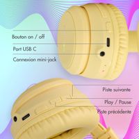 imoshion Casque sans fil pour enfants LED Light Cat Ear - Limiteur de décibels - Avec câble AUX - Jaune