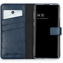 Selencia Étui portefeuille en cuir véritable Samsung Galaxy S10 - Bleu