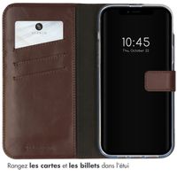 Selencia Étui portefeuille en cuir véritable Apple iPhone 14 Plus - Marron