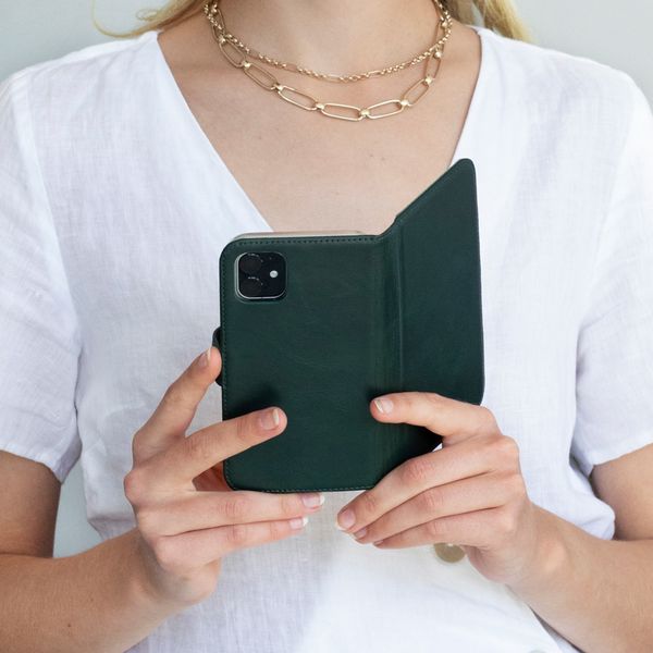 Selencia Étui portefeuille en cuir véritable Samsung Galaxy S10e - Vert