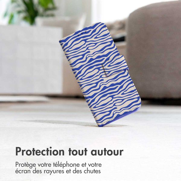 imoshion Étui de télephone portefeuille Design Apple iPhone Xr - White Blue Stripes